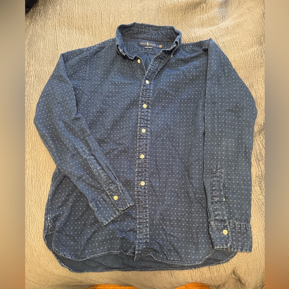 Navy Casual Button-Down Shirt for Men